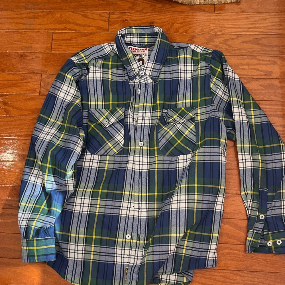 DIXXON Men's Blue and Green Plaid Shirt